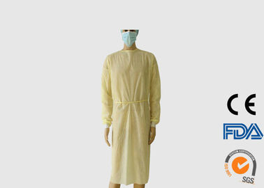 ถัก Cuffs เสื้อผ้าทางการแพทย์ที่ใช้แล้วทิ้งสีเหลืองทิ้ง Coveralls